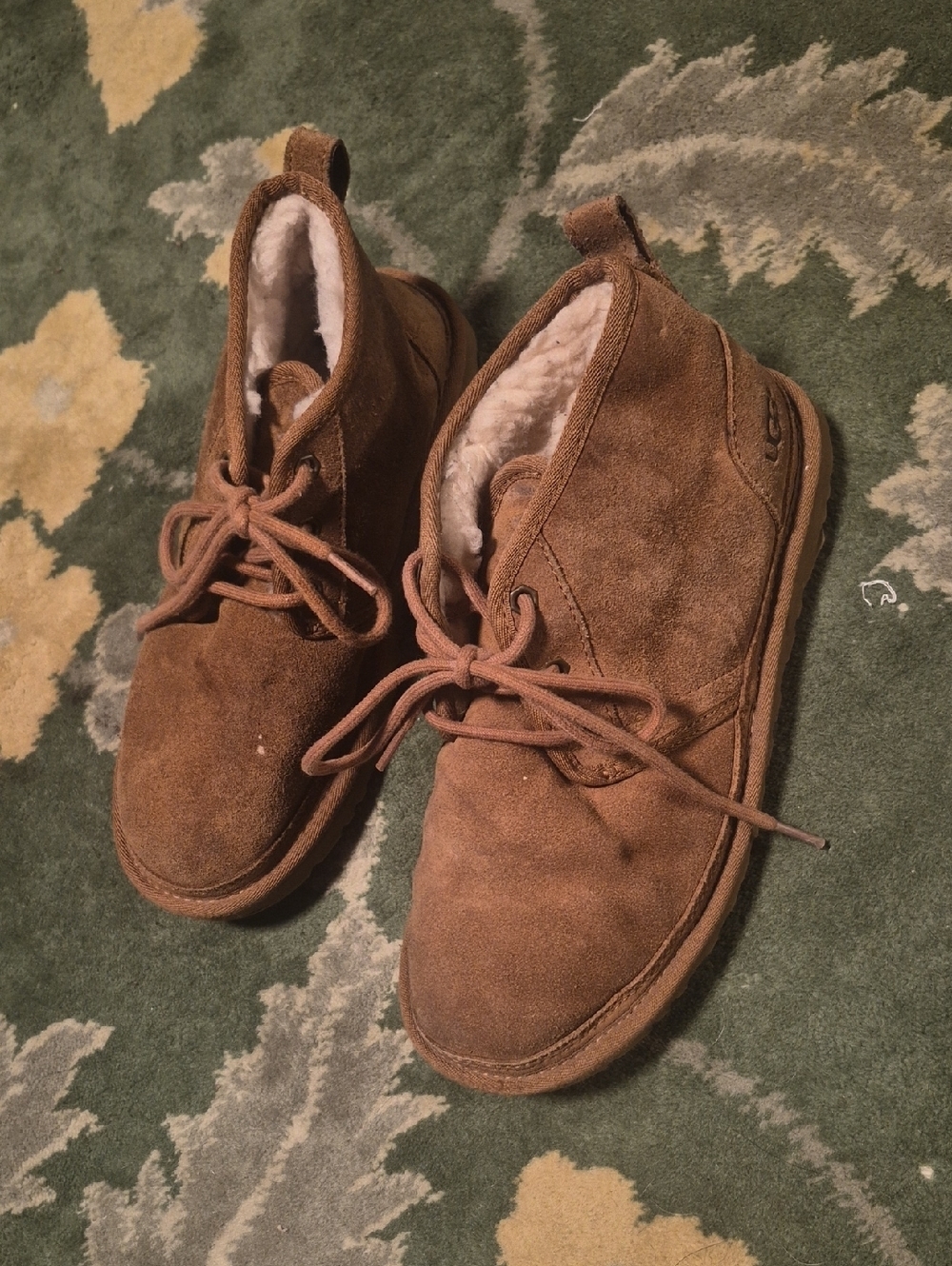 UGG Brown Suede Ankle Winter Boots with Shearling Lining